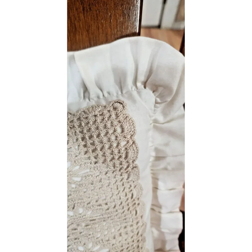 Vintage‎ handmade crochet dollie pillow, boho grannycore,cottagecore decorative